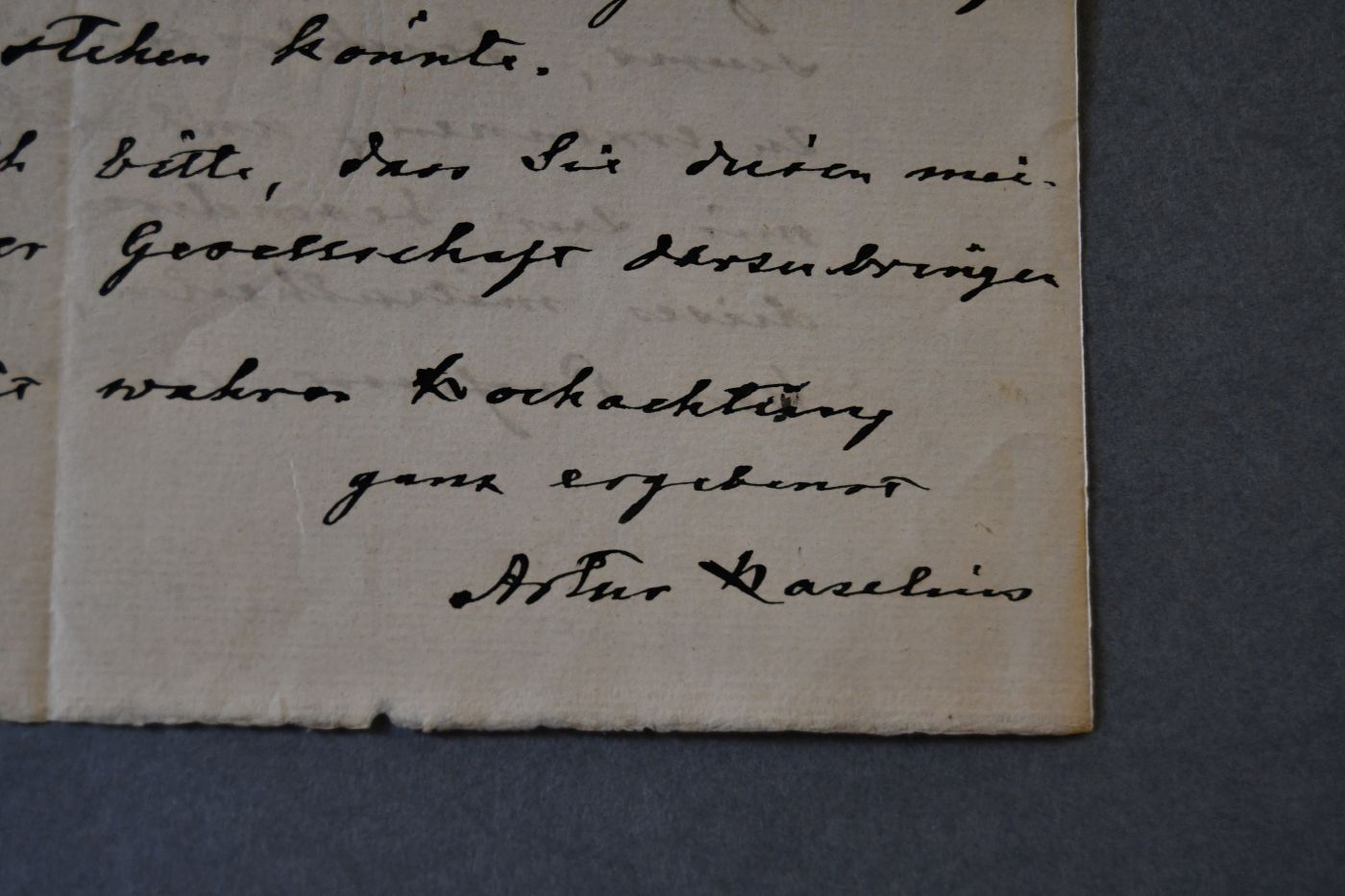 Handschriftliches Schreiben des schwedischen Philologen und Ethnographen Artur Immanuel Hazelius (1833-1901) vom 22. Januar 1899 an den Danziger Botaniker Hugo Conwentz (1855-1922).