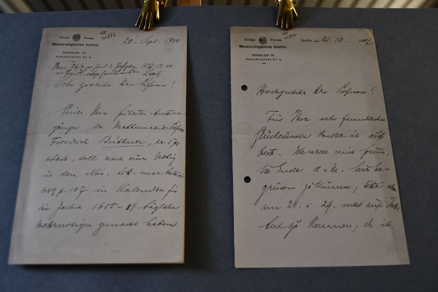 Handschriftliches Schreiben deutschen Meteorologen Gustav Johannes Georg Hellmann (1854-1939) vom 20. September 1900 an den Danziger Lehrer und Botaniker Konrad Lakowitz (1859-1938).