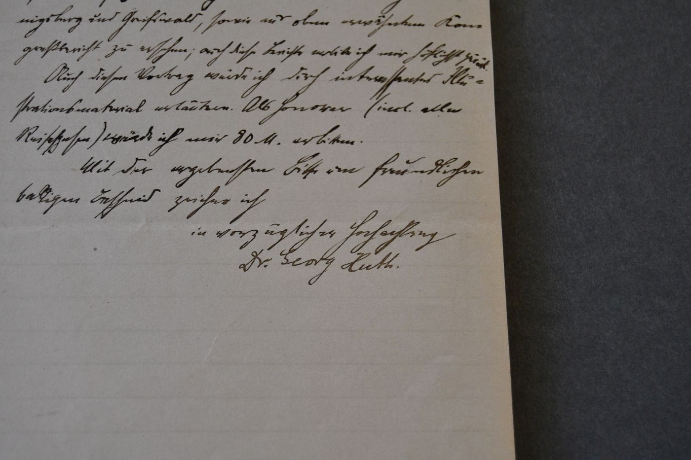 Handschriftliches Schreiben des deutscher Mongolist, Sinologe, Indologe und Tibetologe Georg Huth (1867-1906) vom 30. November 1899 an den Danziger Lehrer und Botaniker Konrad Lakowitz (1859-1938).
