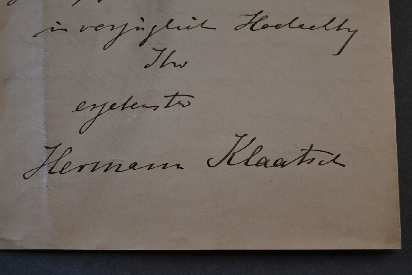 Handschriftlicher Brief des deutschen Mediziners und Anthropologen Hermann Klaatsch (1863-1916) vom 26. März 1912 an den Danziger Lehrer und Botaniker Konrad Lakowitz (1859-1938).