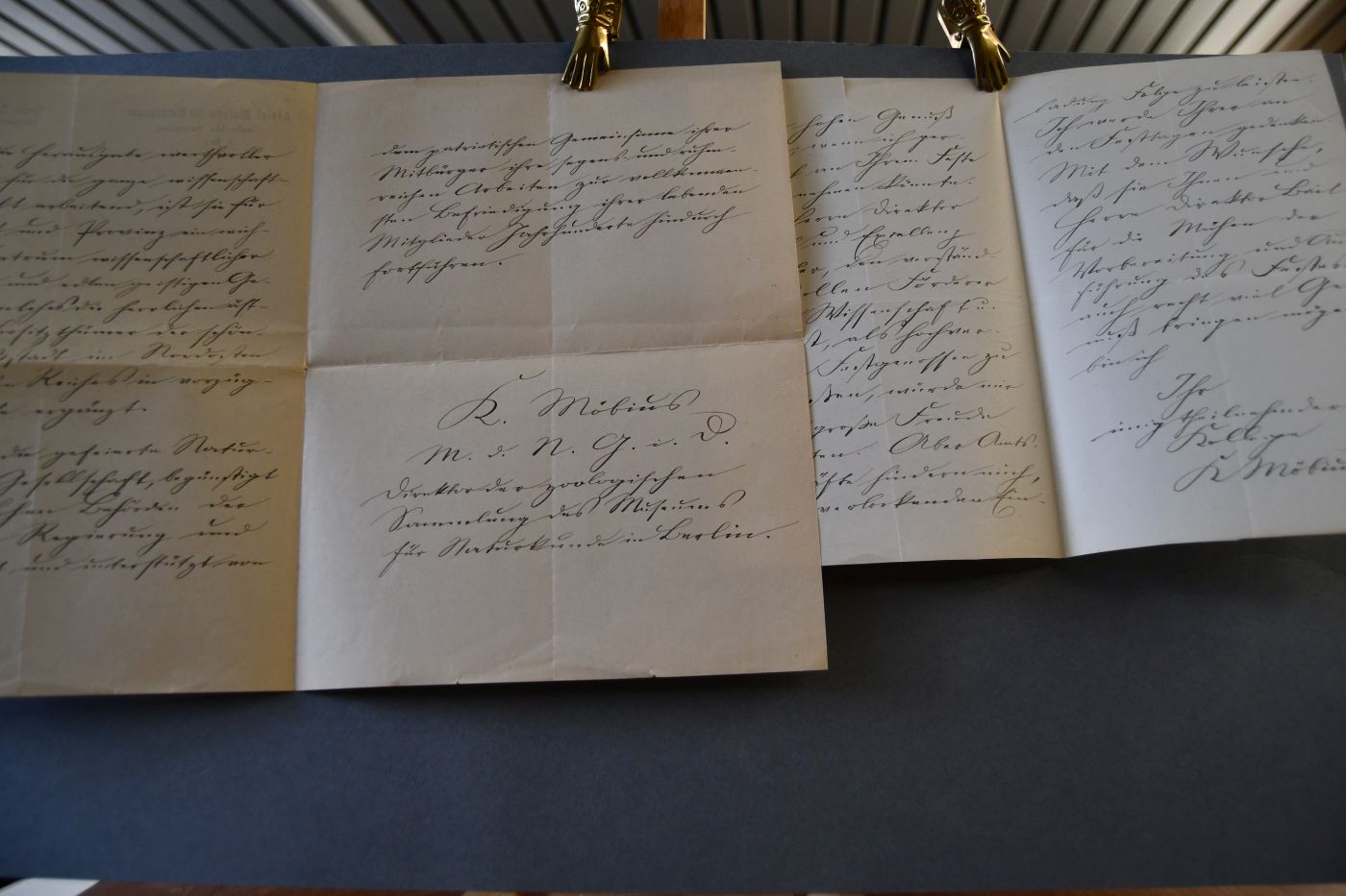 2 handschriftliche Briefe des deutschen Zoologen und Ökologen Karl August Möbius (1825-1908) vom 29. Dezember 1892 an den deutschen Botaniker Hugo Wilhelm Conwentz (1855-1922) und an die Naturforschende Gesellschaft Danzig.