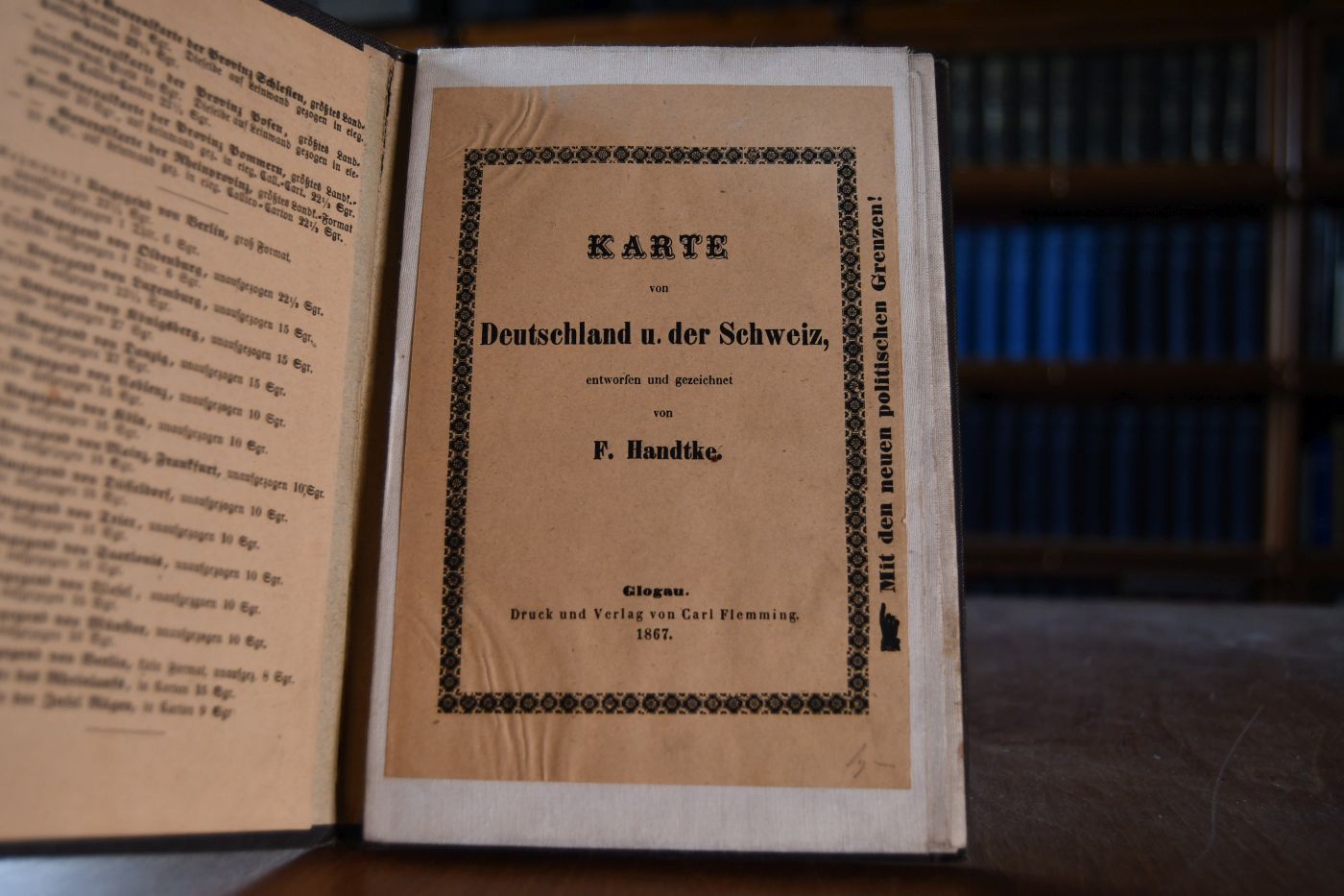 Karte von Deutschland u. der Schweiz, entworfen und gezeichnet von F. Handtke.