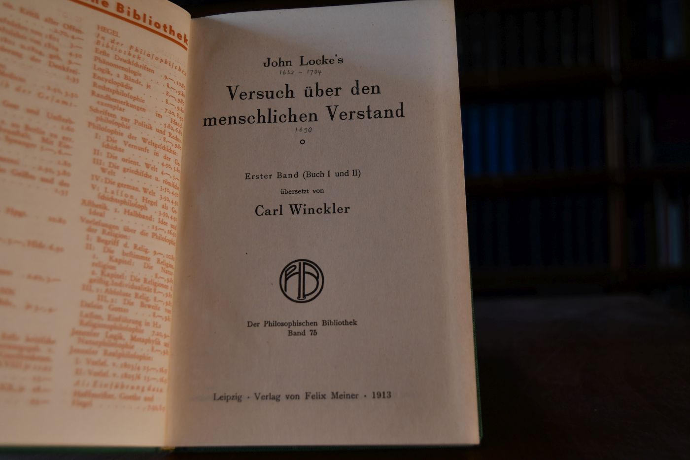 John Locke`s Versuch über den menschlichen Verstand. Bde. 1+2.