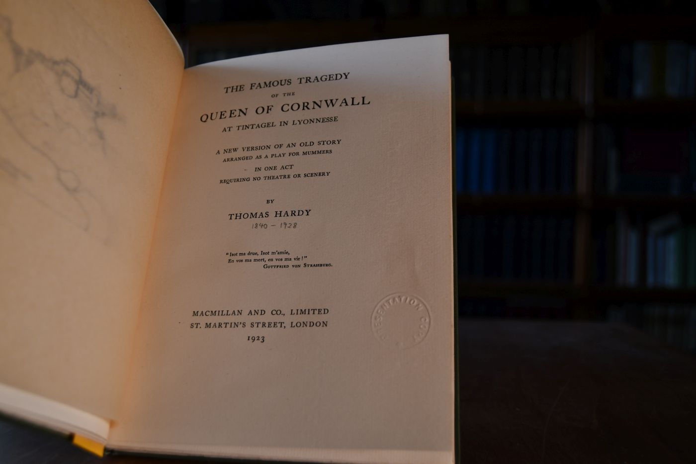 The famous Tragedy of the Queen of Cornwall at Tintagel in Lyonnesse. A new version of an old story, arranged as a play for mummers in one act, requiring no theatre or scenery.