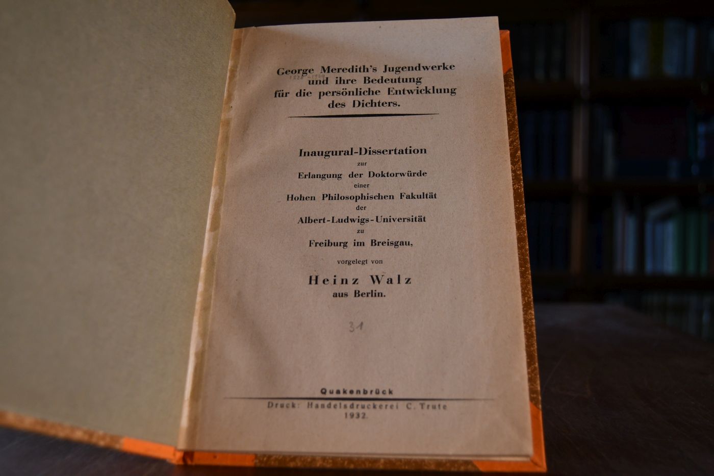 George Meredith`s Jugenwerke und ihre Bedeutung für die persönliche Entwicklung des Dichters.