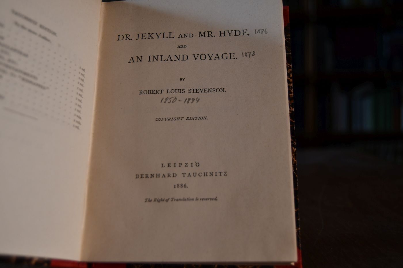 Dr. Jekyll and Mr. Hyde, and An Inland Voyage.