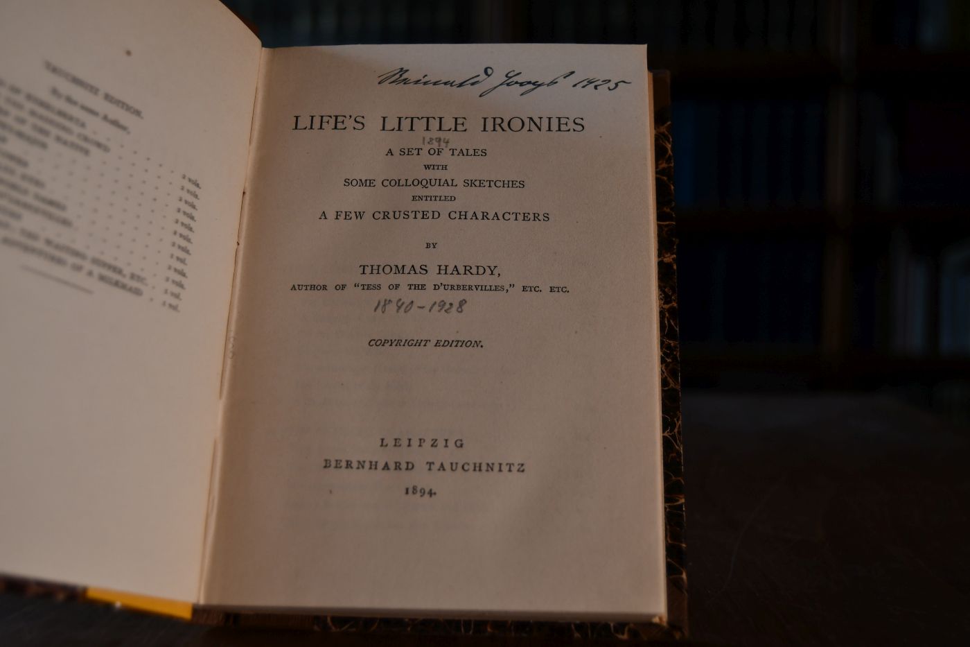 Life`s little ironies. A set of tales with some colloquial sketches entitled a few crusted characters.