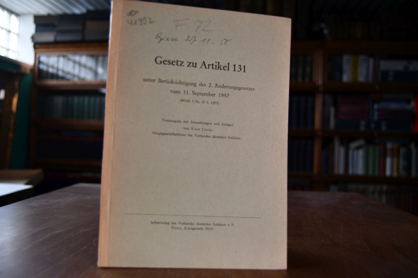 Gesetz zu Artikel 131 unter Berücksichtigung des 2. Änderungsgesetzes vom 11. September 1957.