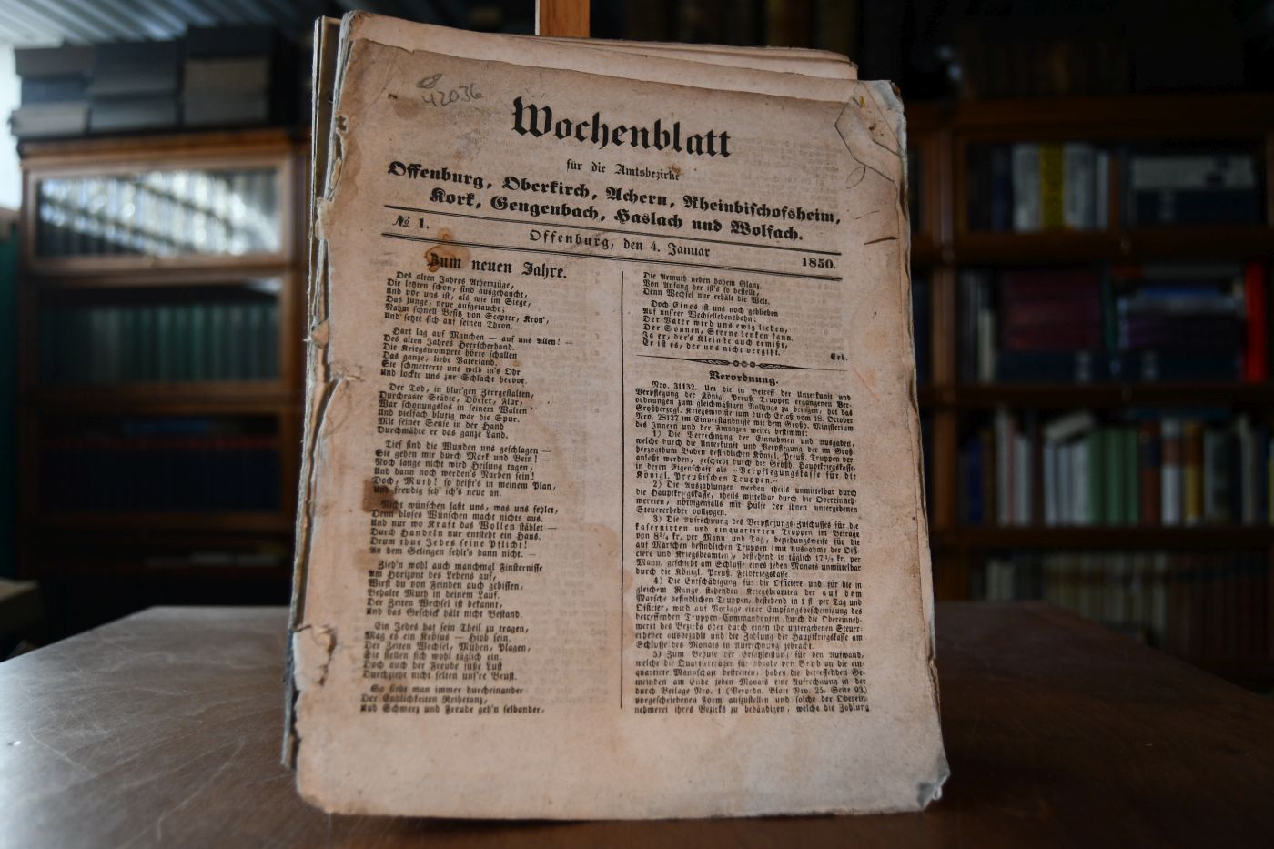 Wochenblatt für die Amtsbezirke Offenburg, Oberkirch, Achern, Rheinbischofsheim, Kork, Gengenbach, Haslach und Wolfach 1850.