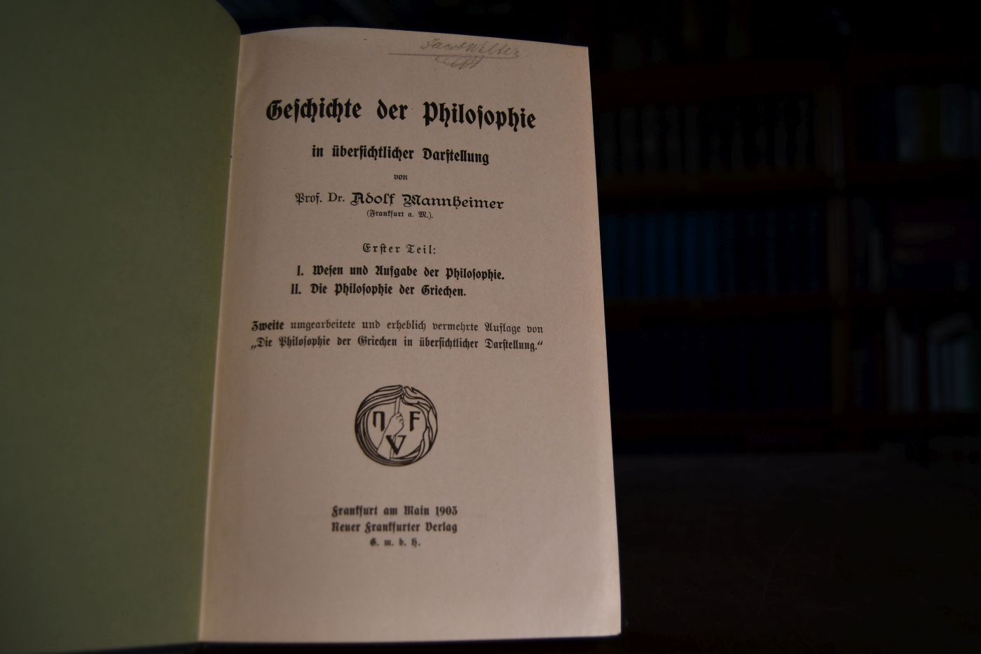 Geschichte der Philosophie in übersichtlicher Darstellung. 3 Teile in einem Band.