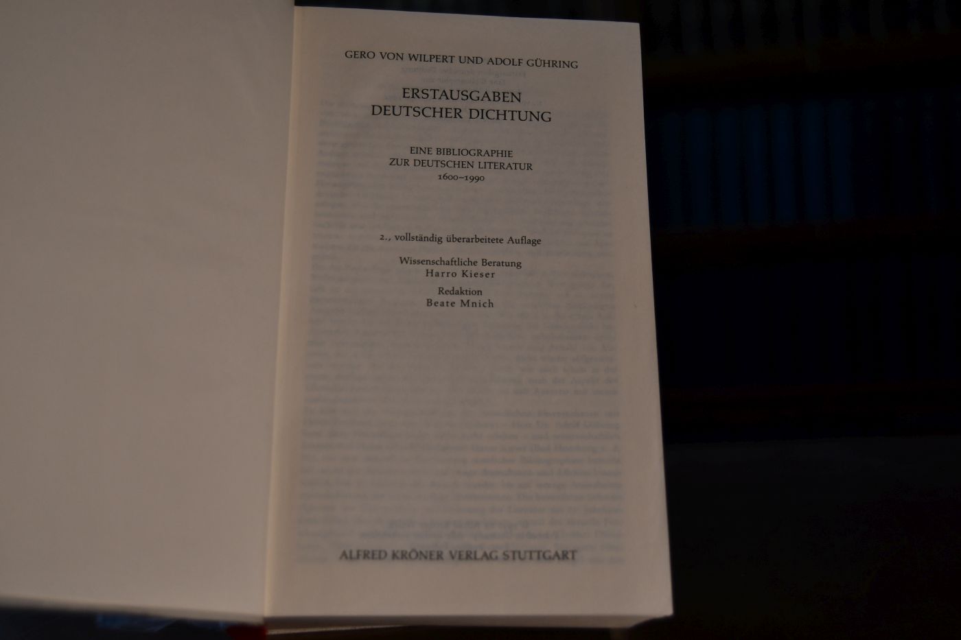 Erstausgaben deutscher Dichtung. Eine Bibliographie zur deutschen Literatur 1600 - 1990.