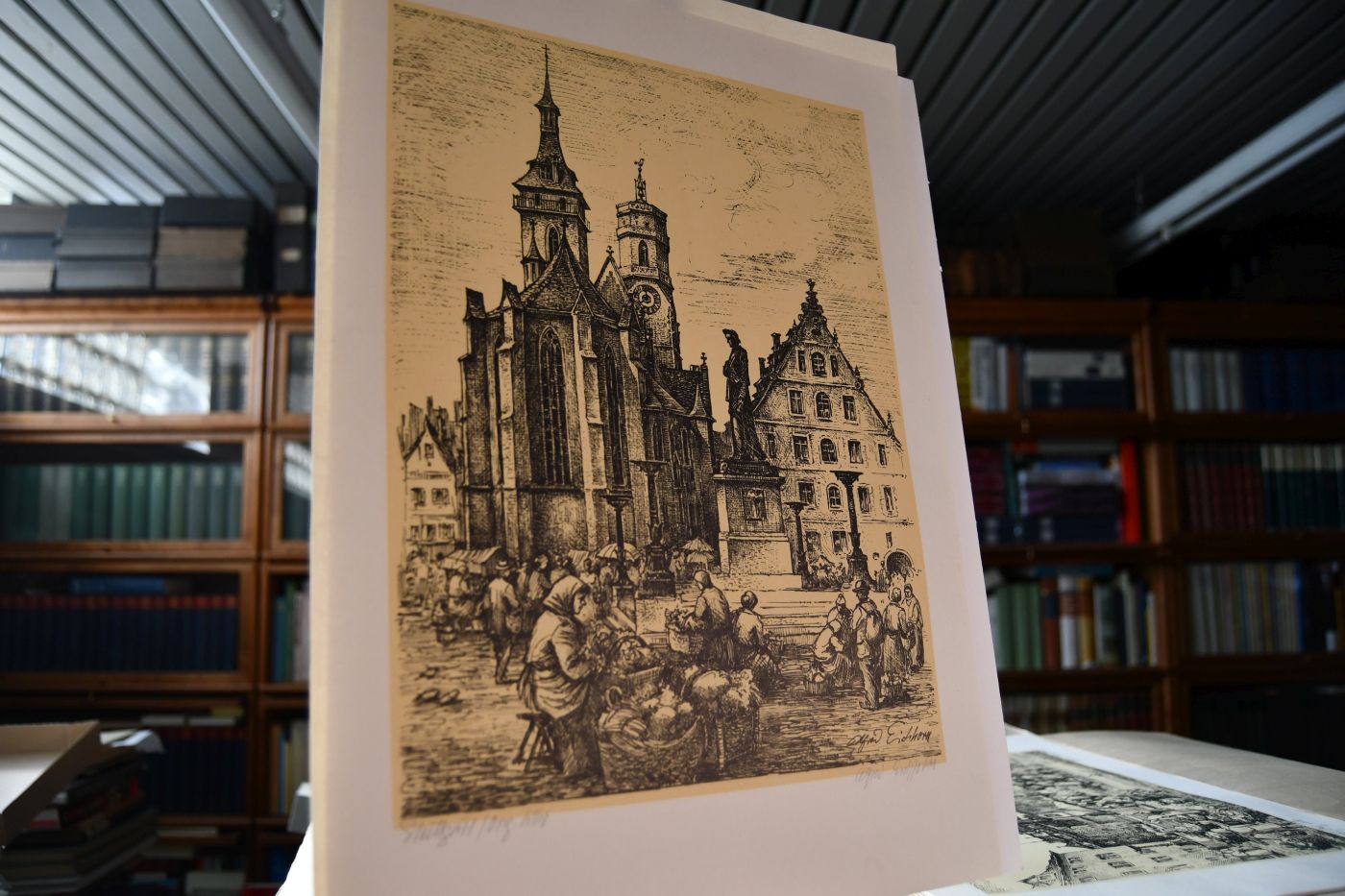 Stuttgart. Mappe mit 8 Lithographien. Jeweils von Alfred Eichhorn mit Bleistift signiert und bezeichnet.