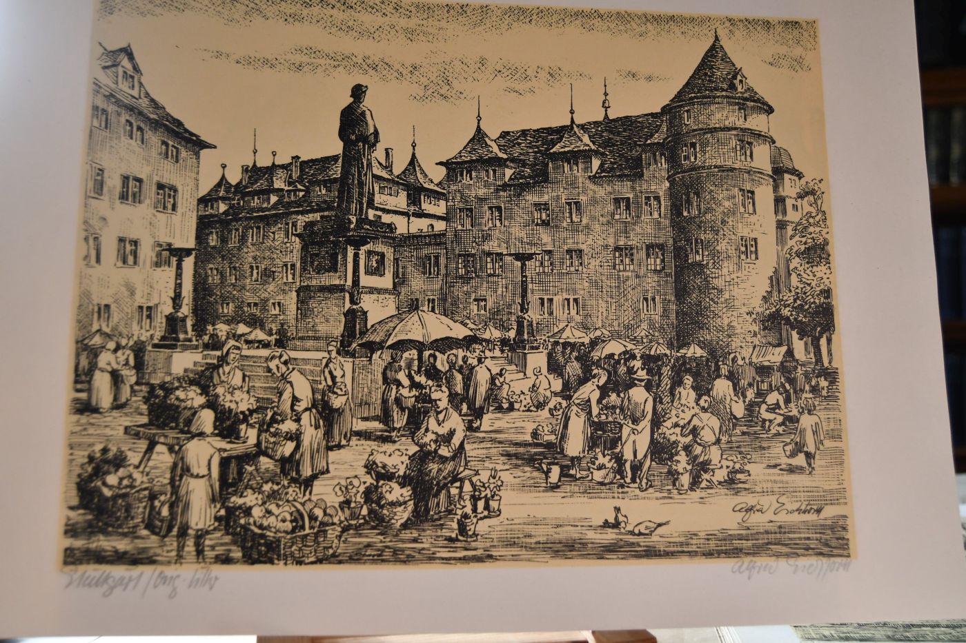 Stuttgart. Mappe mit 8 Lithographien. Jeweils von Alfred Eichhorn mit Bleistift signiert und bezeichnet.