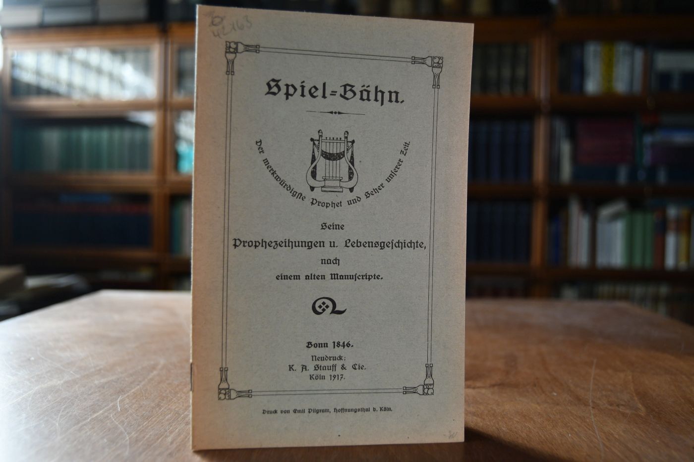 Spel-Bähn. Der merkwürdigste Prophet und Seher unserer Zeit. Seine Prophezeiungen u. Lebensgeschichte, nach einem alten Manuscripte.
