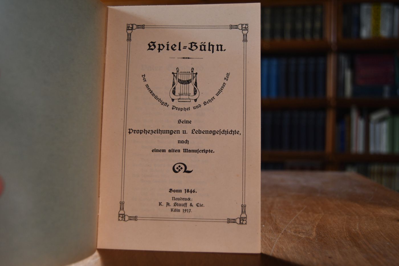 Spel-Bähn. Der merkwürdigste Prophet und Seher unserer Zeit. Seine Prophezeiungen u. Lebensgeschichte, nach einem alten Manuscripte.