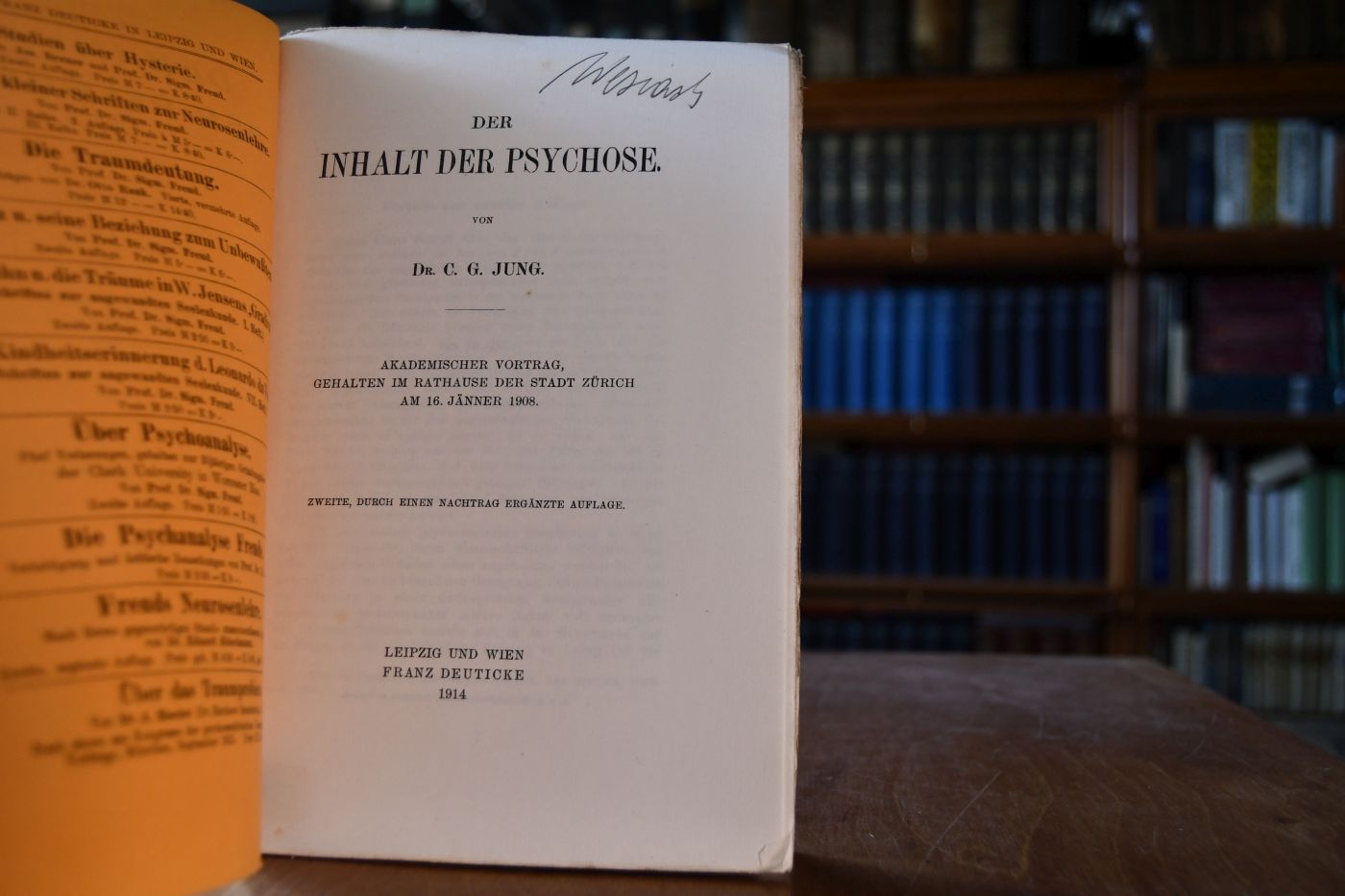 Der Inhalt der Psychose. Akademischer Vortrag, gehalten im Rathause der Stadt Zürich am 16. Jänner 1908.