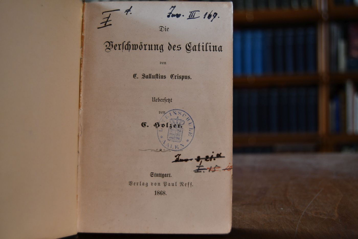Die Verschwörung des Catilina. Beigebunden vom gleichen Autor Der Jugurthinische Krieg, Stuttgart, Neff, 1868, 262 S.