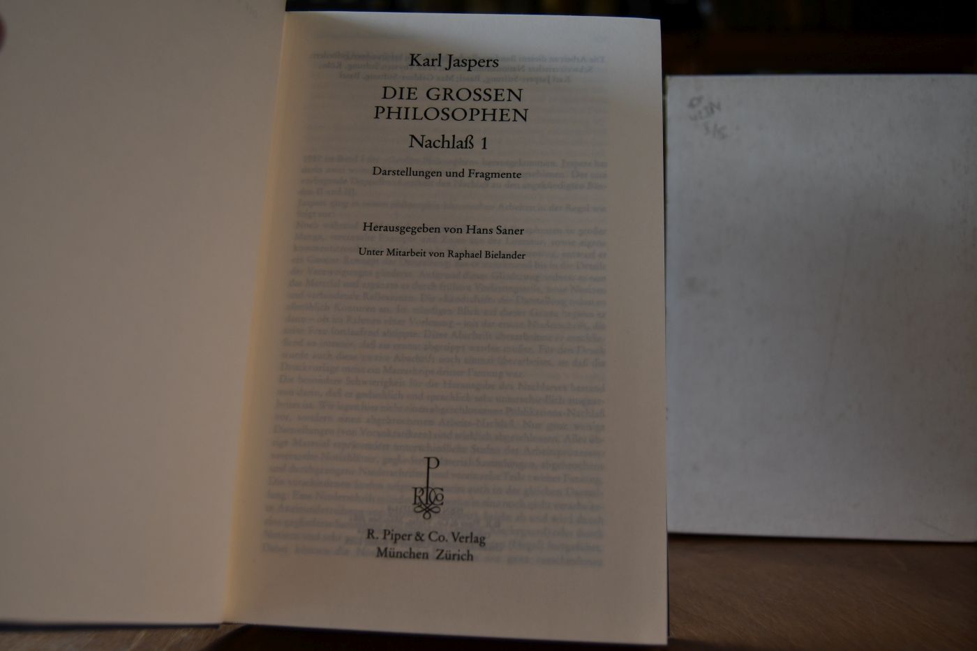 Die grossen Philosophen. Nachlaß Bde. 1+2 (komplett).