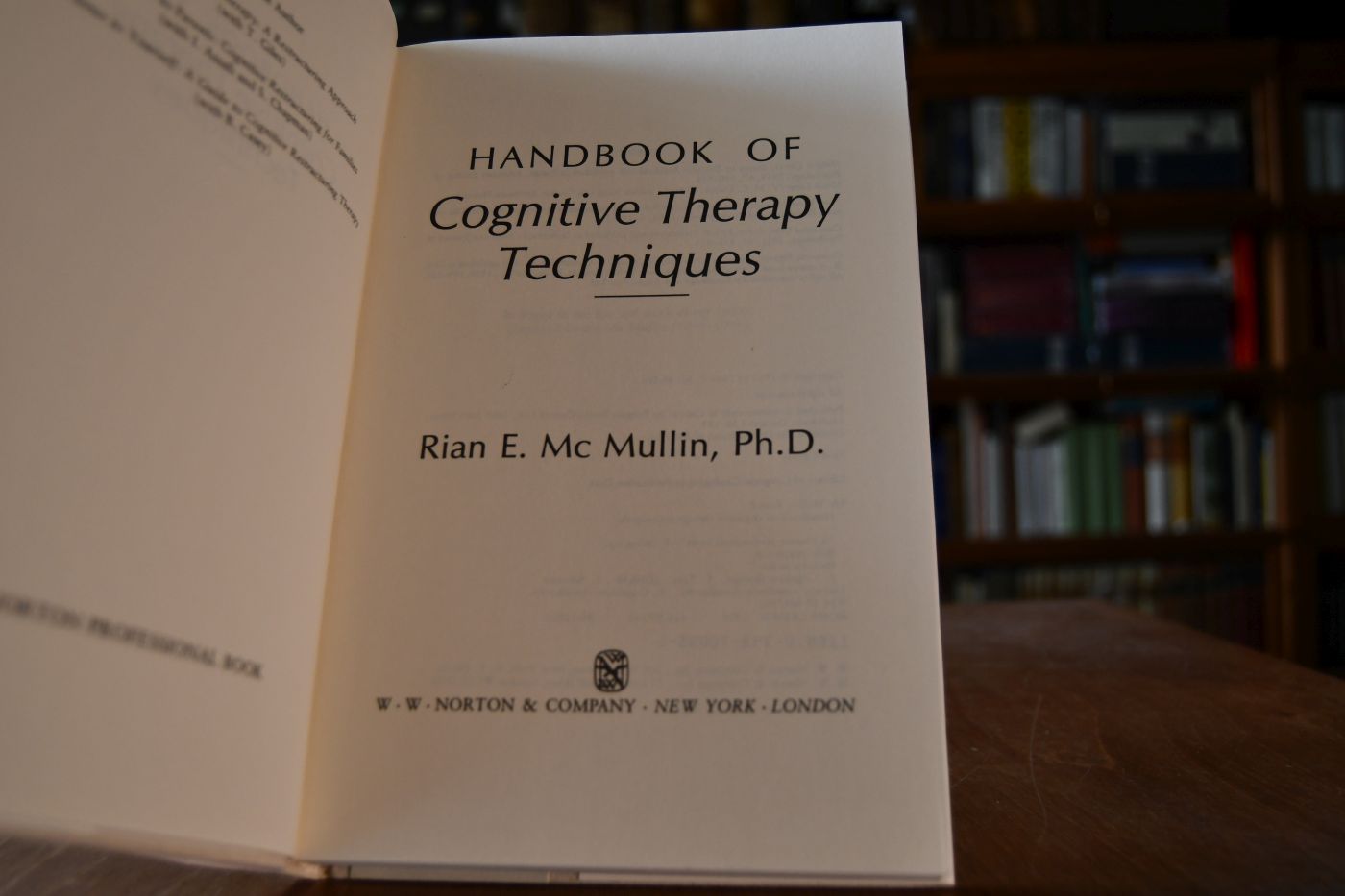 Handbook Cognitive Therapy Technique.
