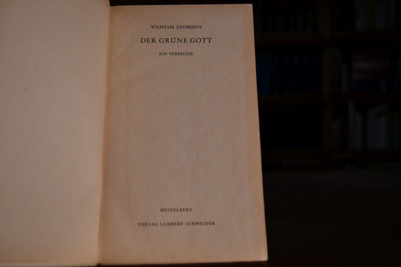Der grüne Gott. Ein Versbuch.