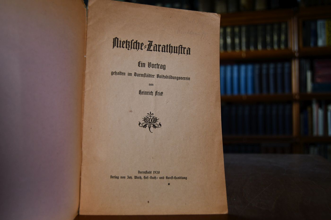 Nietzsche - Zarathustra. Ein Vortrag gehalten am Darmstadter Volksbildungsverein.