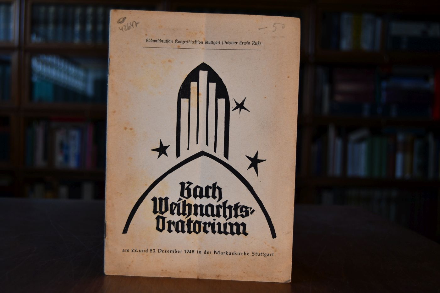 Bach Weihnachtsoratorium am 22. und 23. Dezember in der Markuskirche Stuttgart. Programmheft.