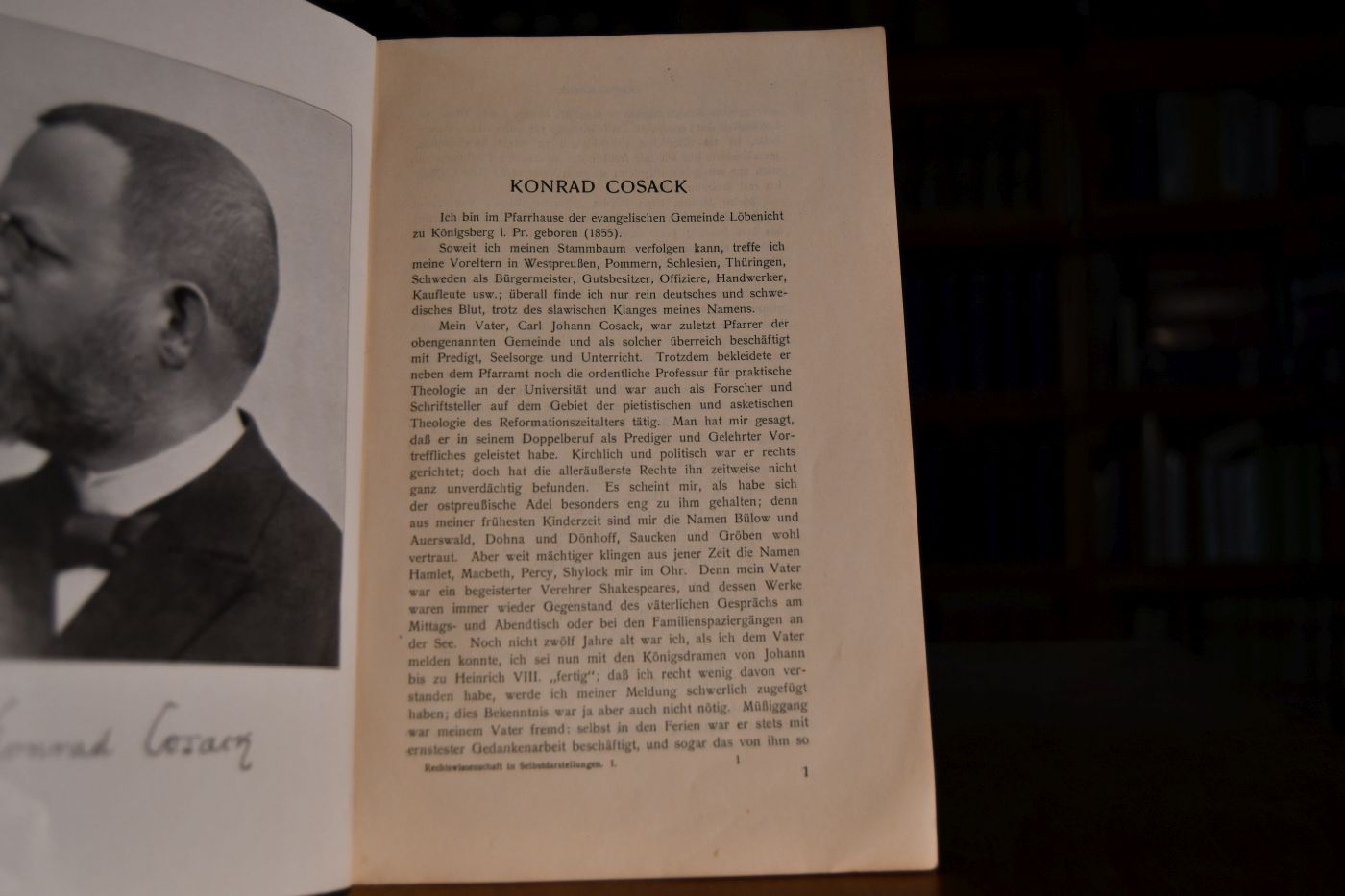 Sonderdruck Konrad Cosack aus Die Rechtswissenschaft der Gegenwart in Selbstdarstellungen.