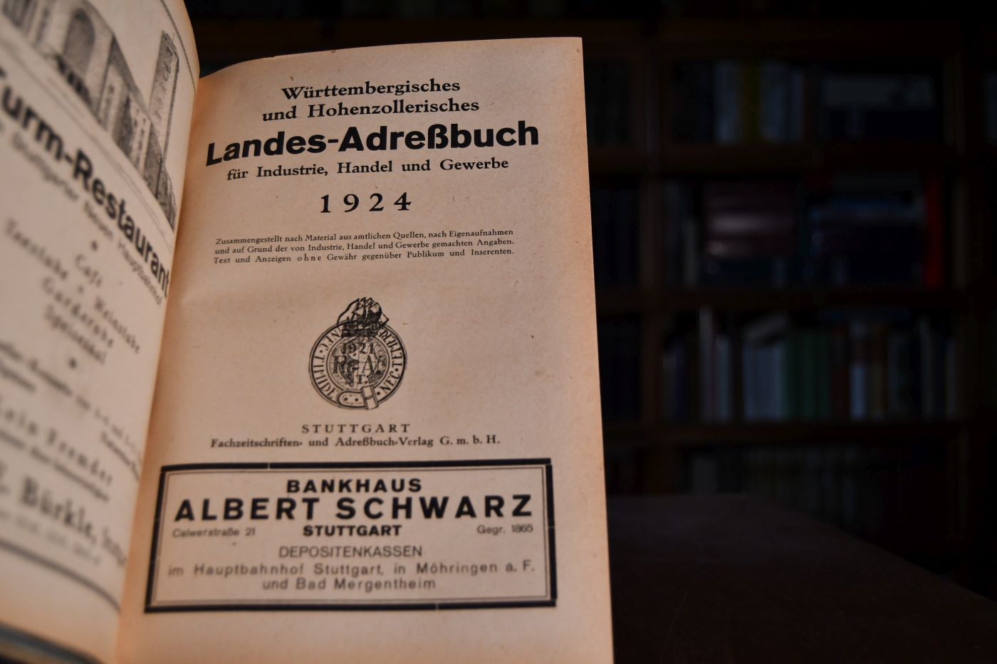 Württembergisches und Hohenzollerisches Landes-Adreßbuch für Industrie, Handel und Gewerbe 1924.