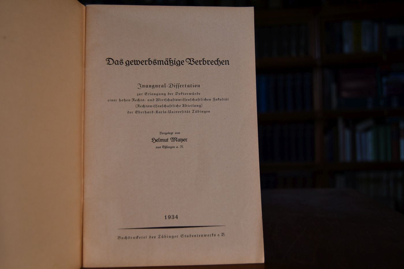 Das gewerbsmäßige Verbrechen.