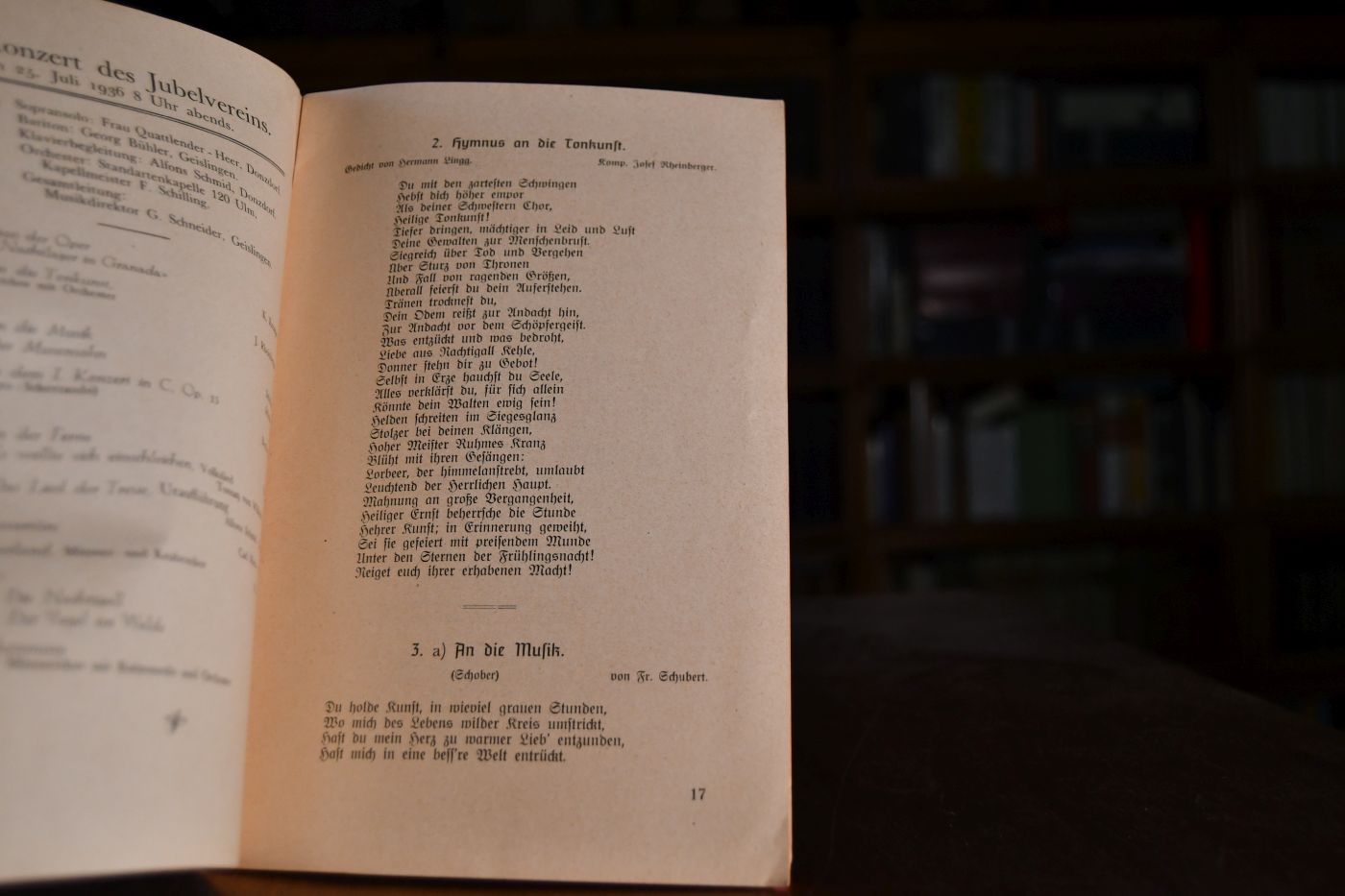 Festbuch für das V. Kreisliederfest des Hohenstaufen-Kreises in Donzdorf am 25. und 26. Juli 1936 in Verbindung mit der Jahrhundertfeier des Liederkranzes Donzdorf.