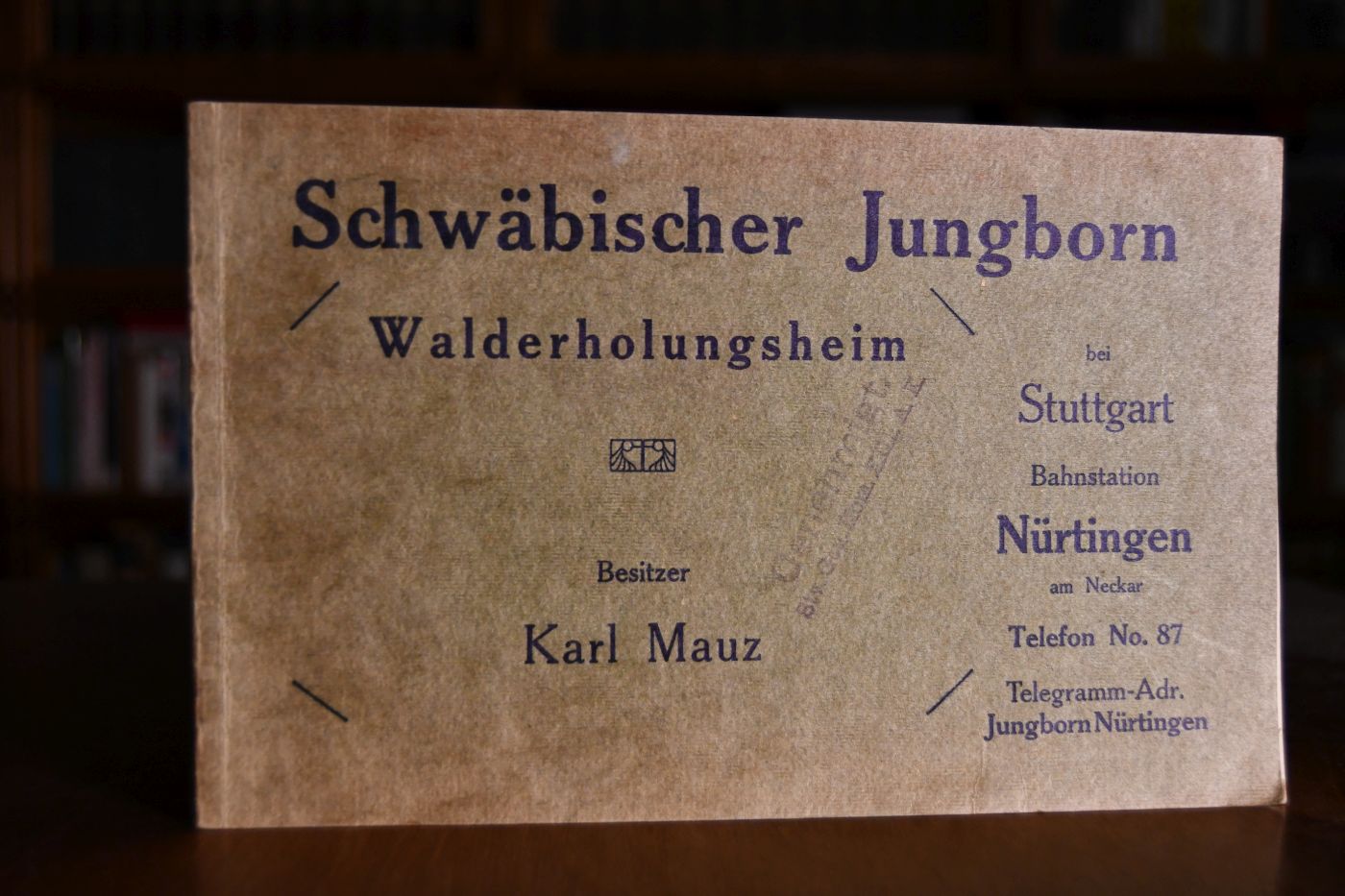 Schwäbischer Jungborn Walderholungsheim bei Stuttgart. Bahnstation Nürtingen a.N., Besitzer Karl Mauz.