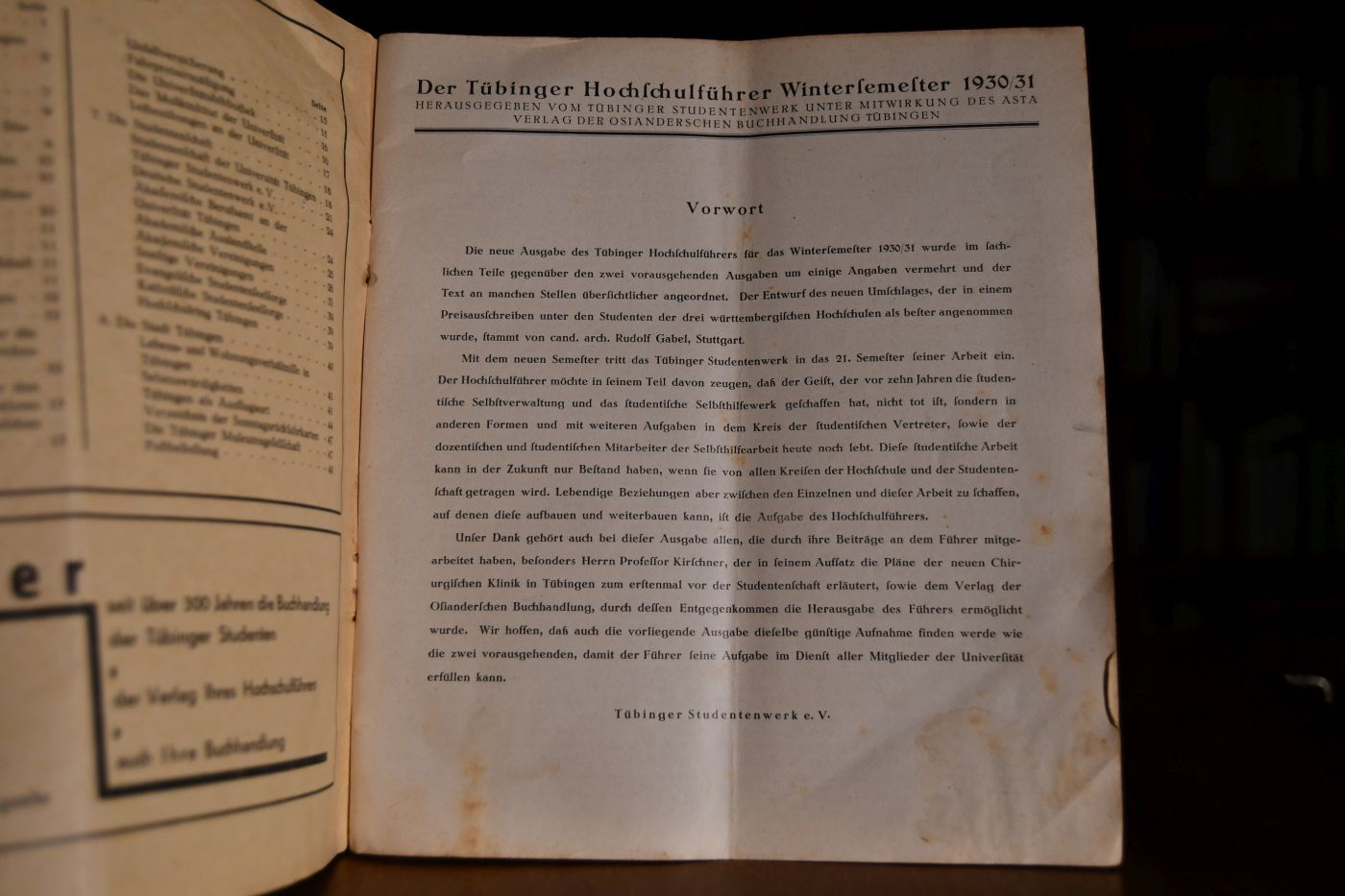 Tübinger Hochschulführer Wintersemester 1930/31.
