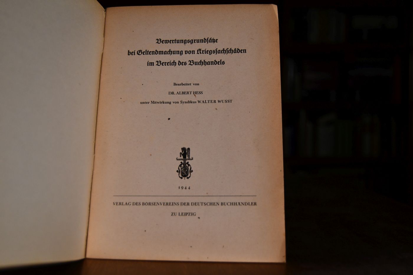 Bewertungsgrundsätze bei Geltendmachung von Kriegsschäden im Bereich des Buchhandels.