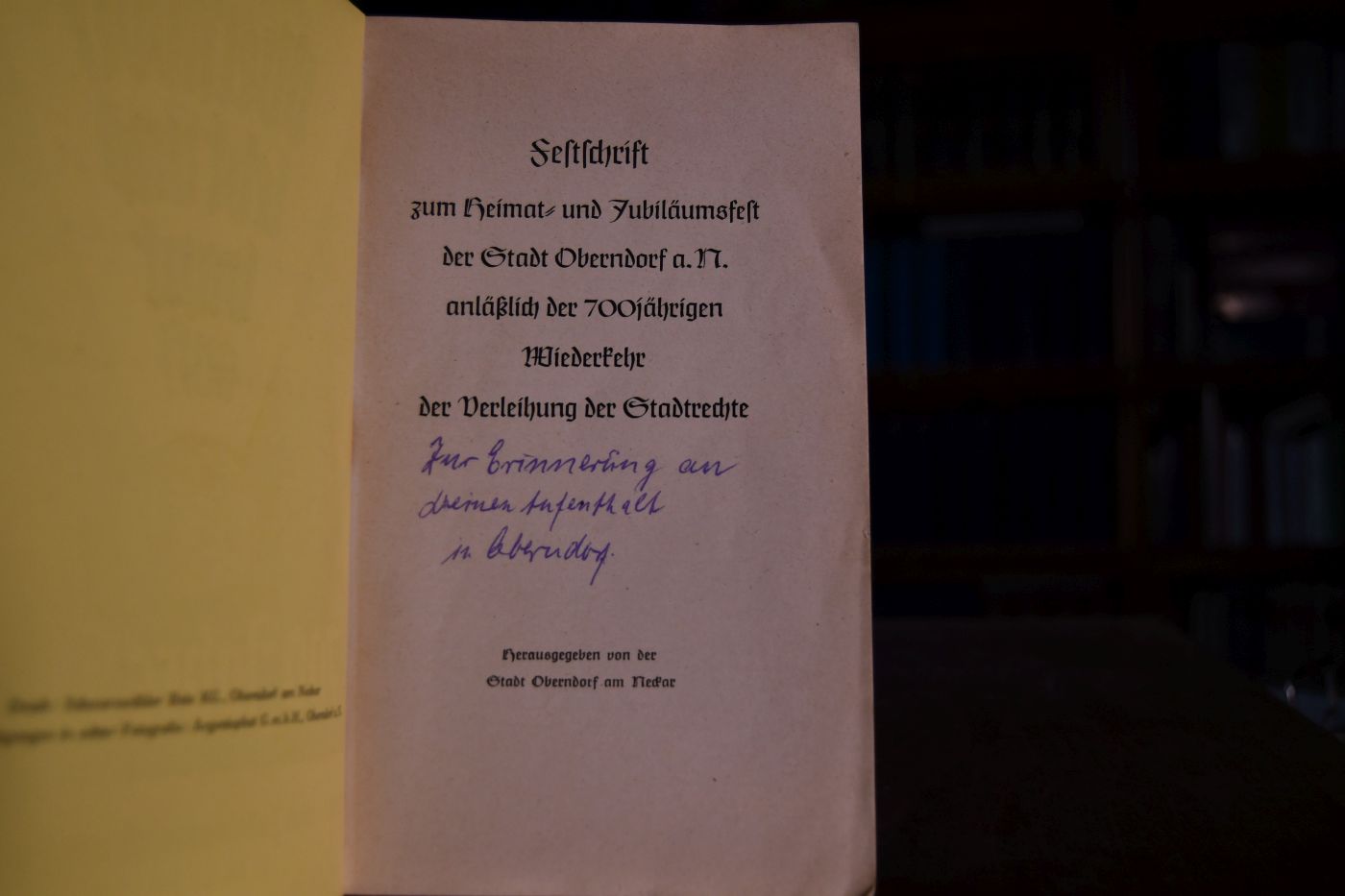 Festschrift zum Heimat- und Jubiläumsfest der Stadt Oberndorf a.N. anläßlich der 700jährigen Wiederkehr der Verleihung der Stadtrechte.
