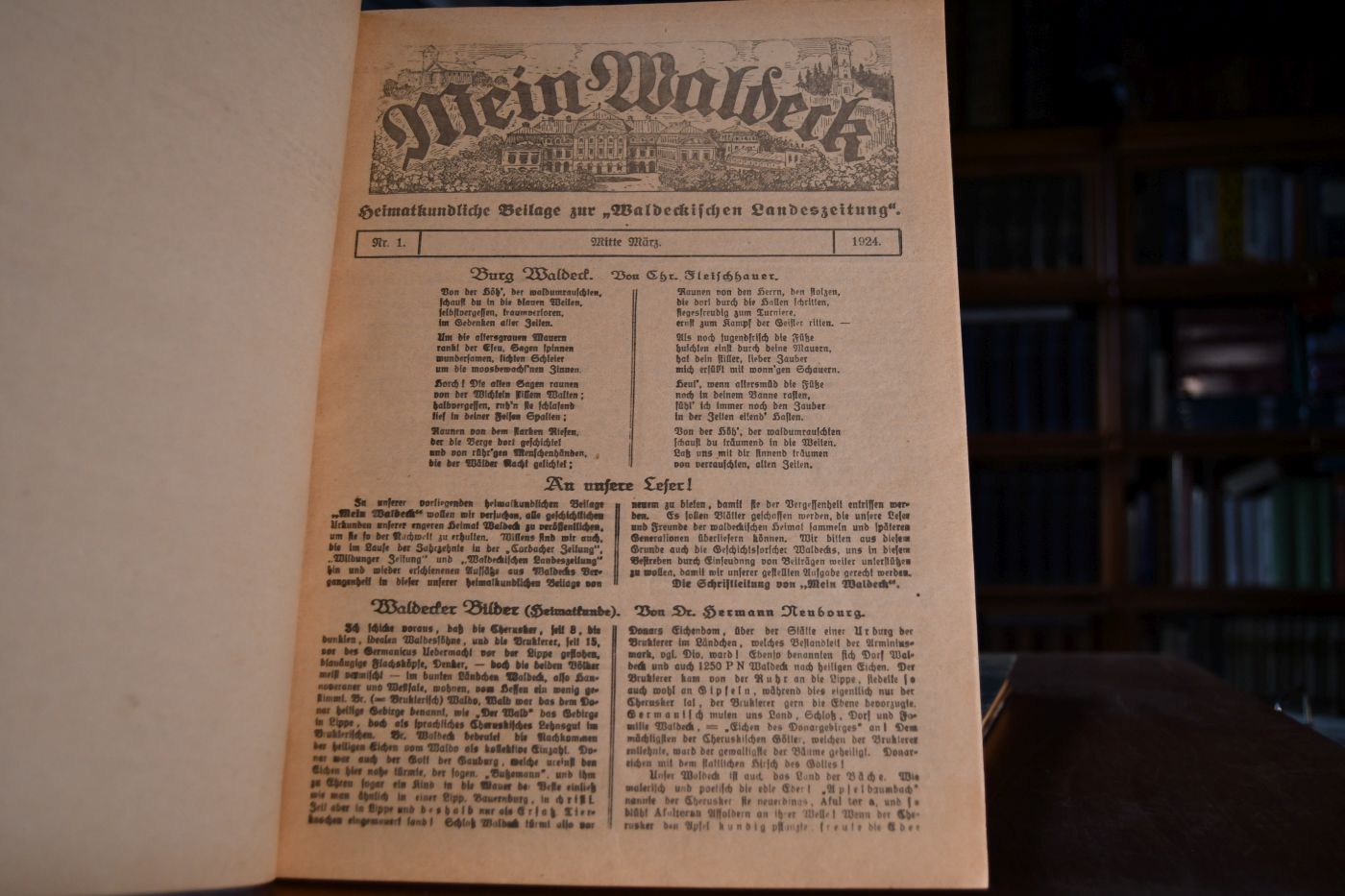 Mein Waldeck. Heimatkundliche Beilage zur "Waldeckischen Landeszeitung" Jahrgänge 1-4, 1924-1927 in 2 Bdn.