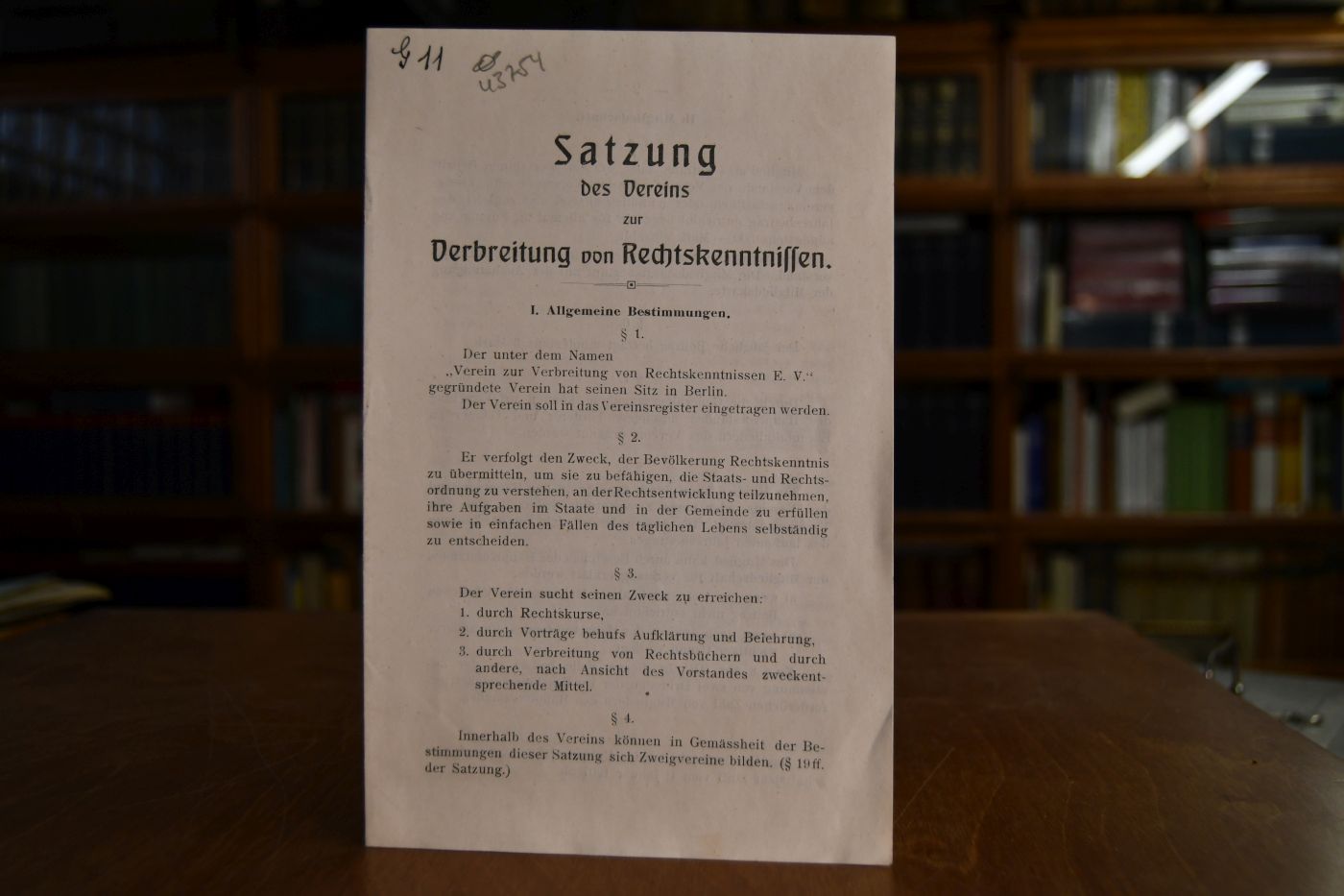 Satzung des Vereins zur Verbreitung von Rechtskenntnissen.