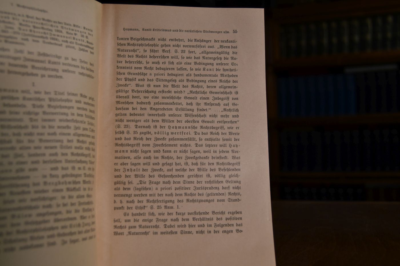 Buchbesprechung a) Franz Haymann, Kants Kriticismus und die naturrechtlichen Strömungen der gegenwart (Festrede), Berlin, Pan-Verlag 1924; b) C.A. Emge, Das Eherecht Immanuel Kants, Kantstudien XXIX, S. 249-273, 1924.
