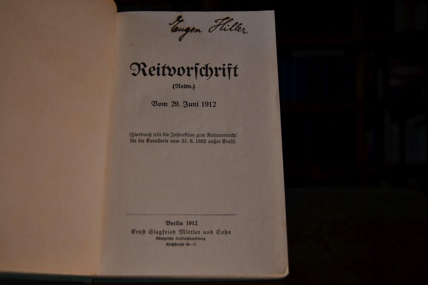 Reitvorschrift (Reitv.) vom 29. Juni 1912.