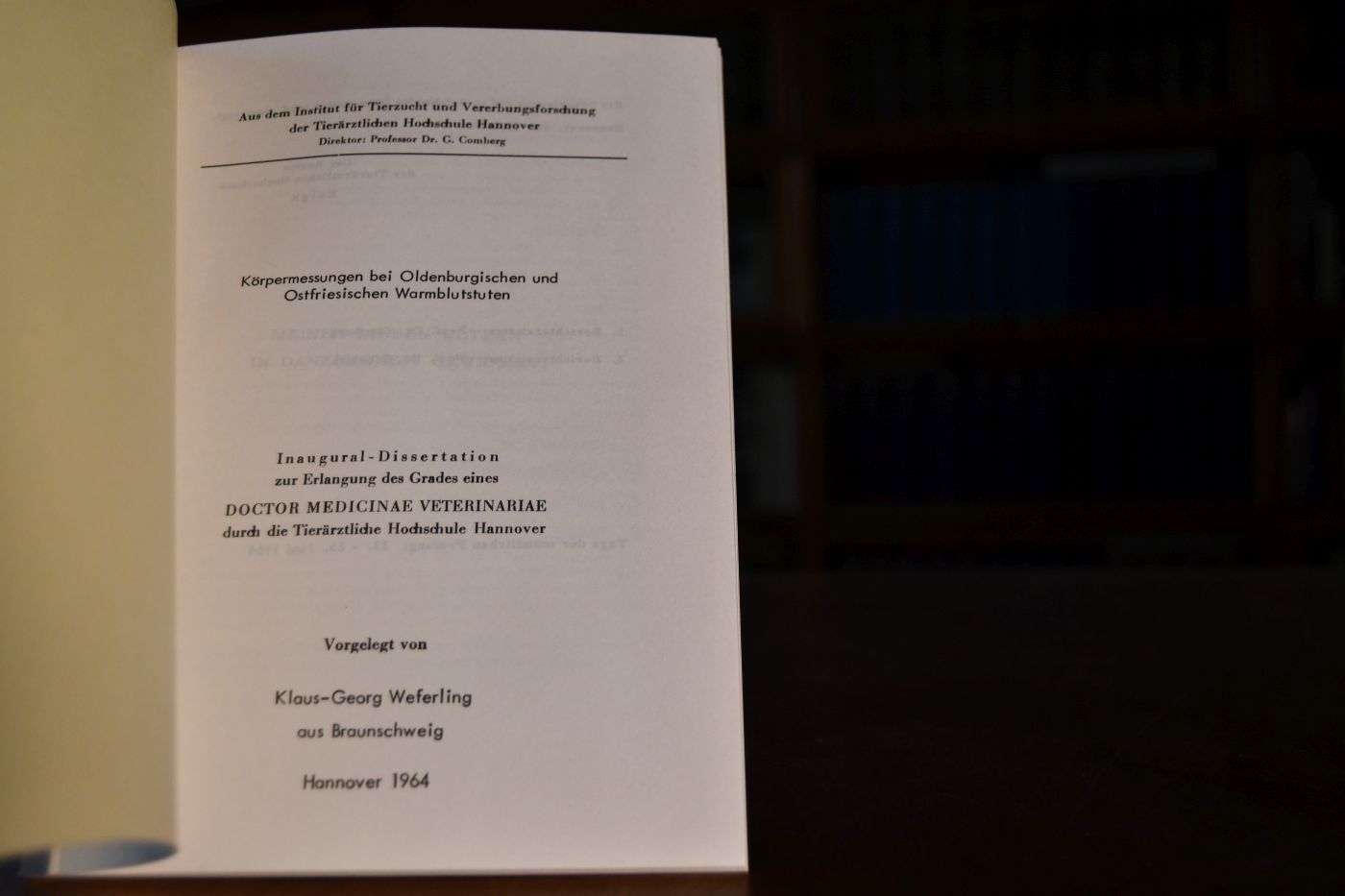 Körpermessungen bei Oldenburgischen und Ostfriesischen Warmblutstuten.