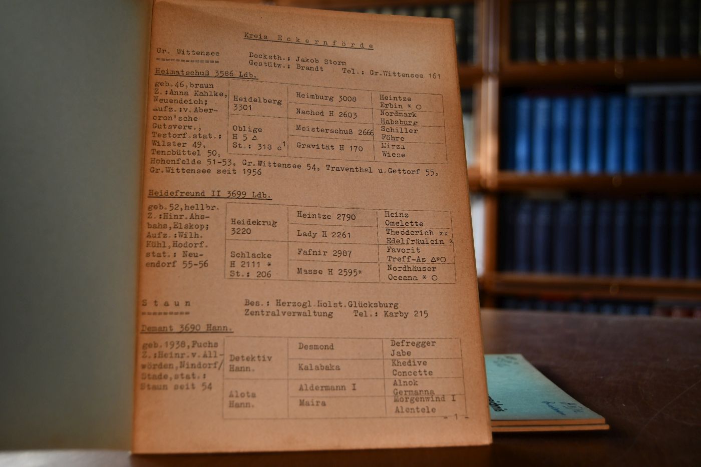 Hengststationsverzeichnis der Holsteiner Warmbluthengste 1957, 1958, 1959. 3 Hefte.