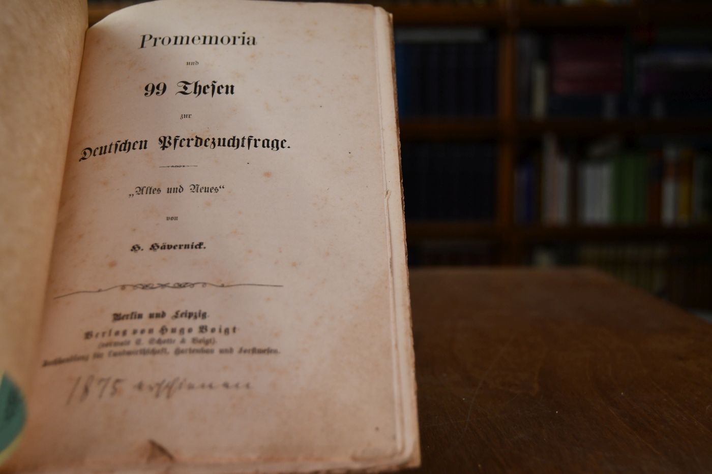 Promemoria und 99 Thesen zur Deutschen Pferdezuchtfrage. "Altes und Neues"