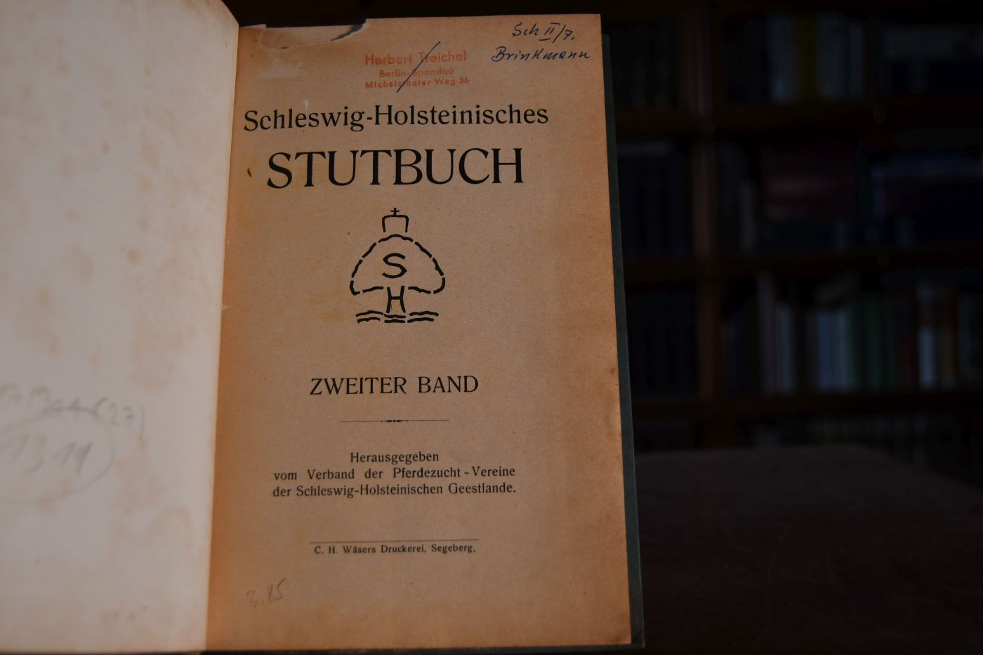 Schleswig-Holsteinisches Stutbuch 2. Bd.