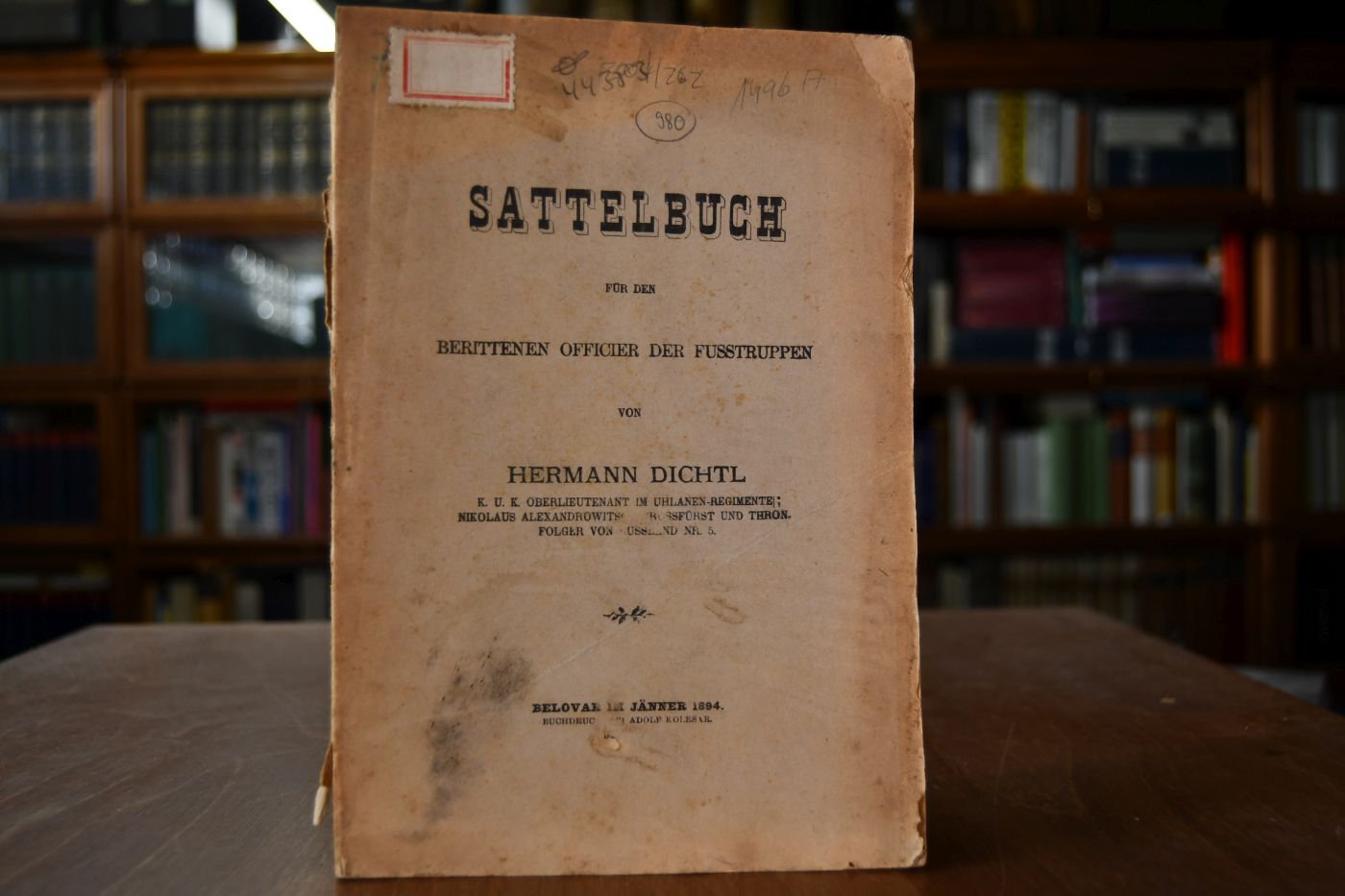 Sattelbuch für den berittenen Offizier der Fusstruppen.