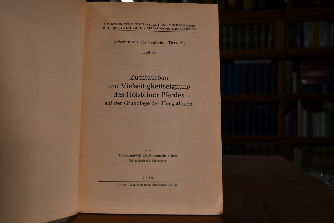 Zuchtaufbau und Vielseitigkeitseignung des Holsteiner Pferdes auf der Grundlage der Hengstlinien.