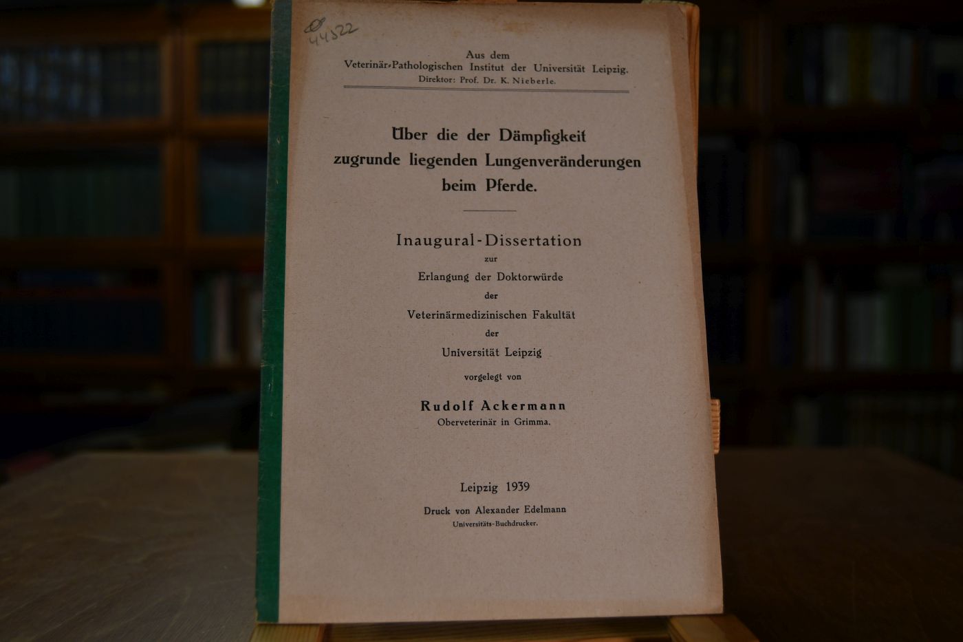 Über die der Dämpfigkeit zugrunde liegenden Lungenveränderungen beim Pferde.
