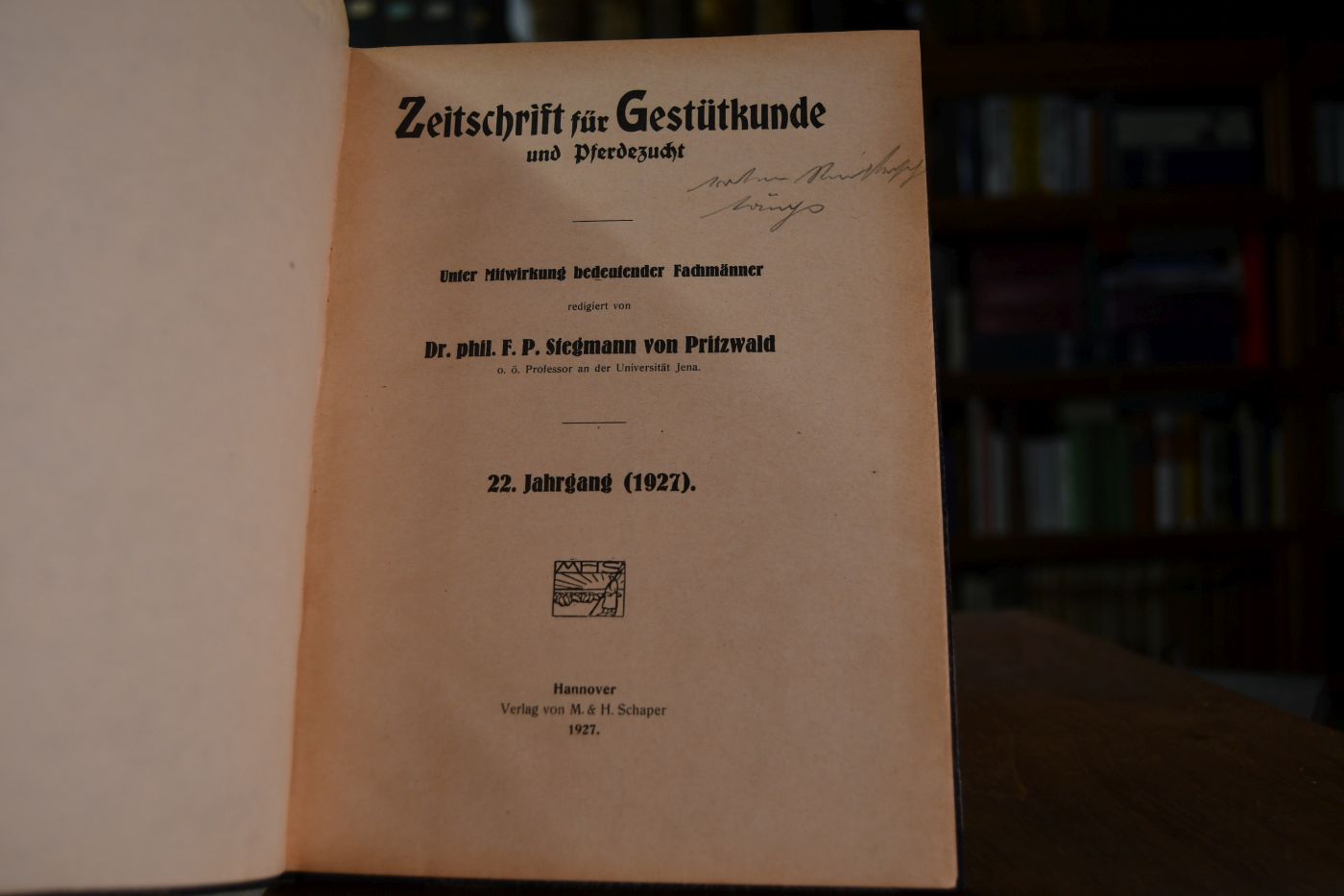 Zeitschrift für Gestütkunde und Pferdezucht. 22. Jahrgang (1927).