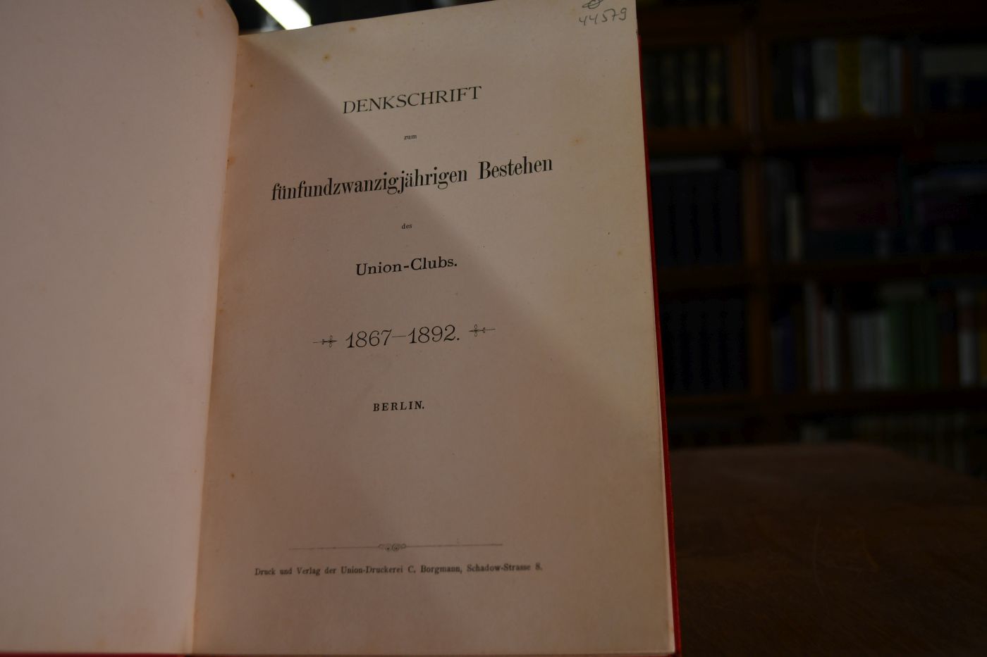 Denkschrift zum fünfundzwanzigjährigen Bestehen des Union-Clubs 1867 - 1892.