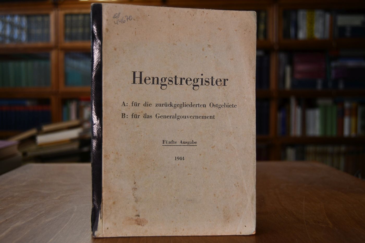 Hengstregister A für die zurückgegliederten Ostgebiete B für das Generalgouvernement. Fünfte Ausgabe.