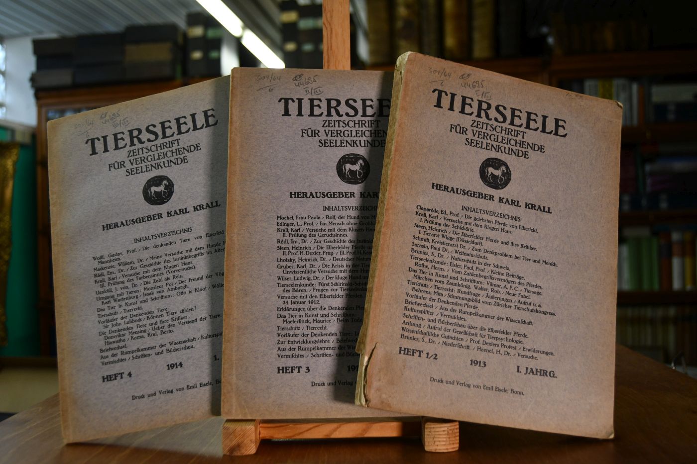 Tierseele. Zeitschrift für vergleichende Seelenkunde I. Jahrgang, Heft 1-4 in 3 Heften.
