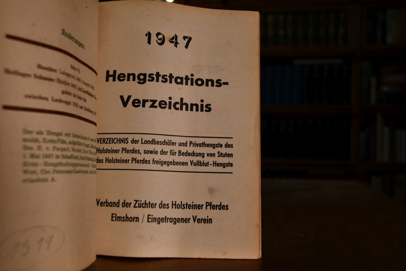 Hengststationsverzeichnis 1947.